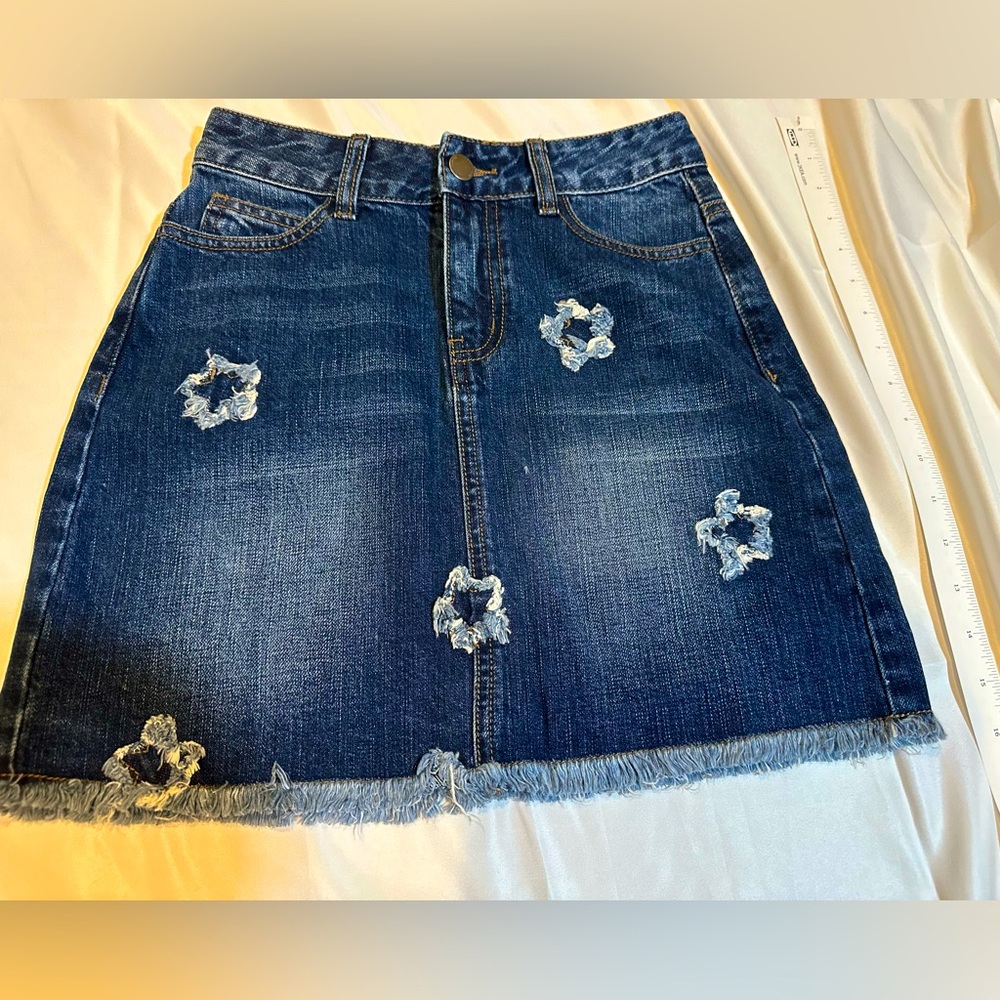 denim mini skirt